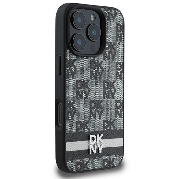 DKNY DKHCP16XPCPTSSK Model în carouri și dungi imprimate husă pentru iPhone 16 Pro Max - negru