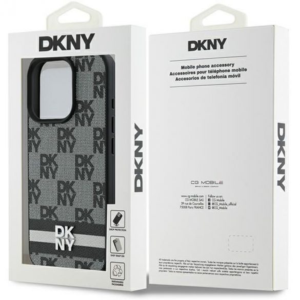 DKNY DKHCP16XPCPTSSK Model în carouri și dungi imprimate husă pentru iPhone 16 Pro Max - negru