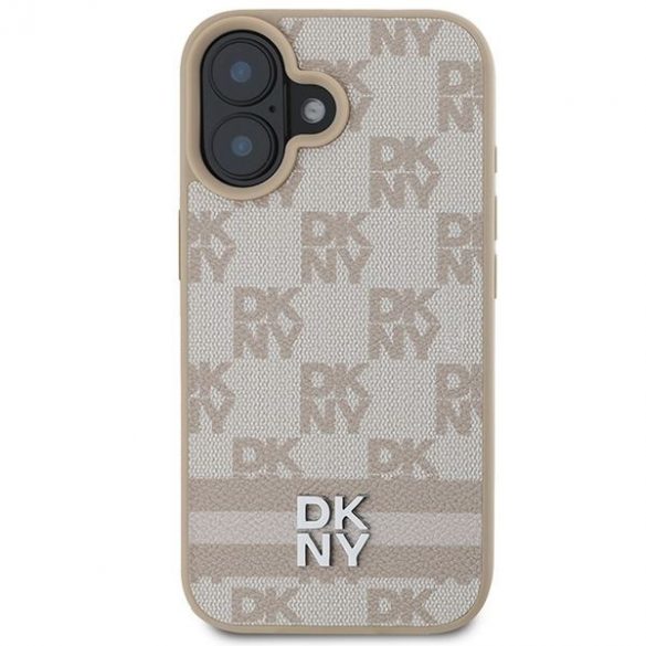 DKNY DKHCP16SPCPTSSP Model în carouri și dungi imprimate husă pentru iPhone 16 - roz