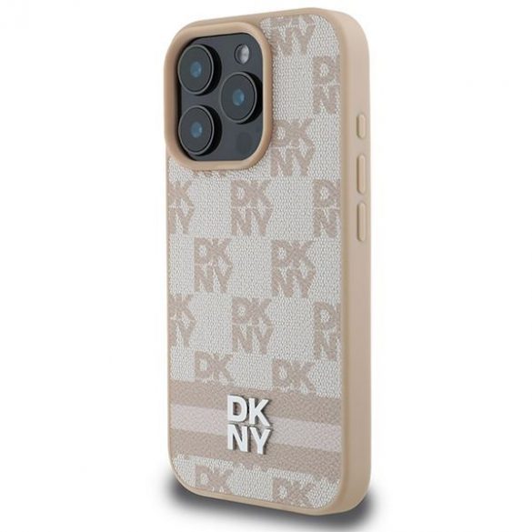 DKNY DKHCP16LPCPTSSP Model în carouri și dungi imprimate husă pentru iPhone 16 Pro - roz