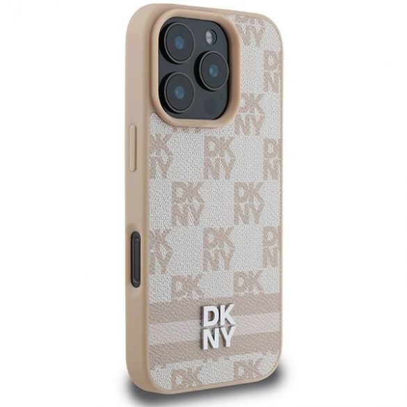 DKNY DKHCP16LPCPTSSP Model în carouri și dungi imprimate husă pentru iPhone 16 Pro - roz