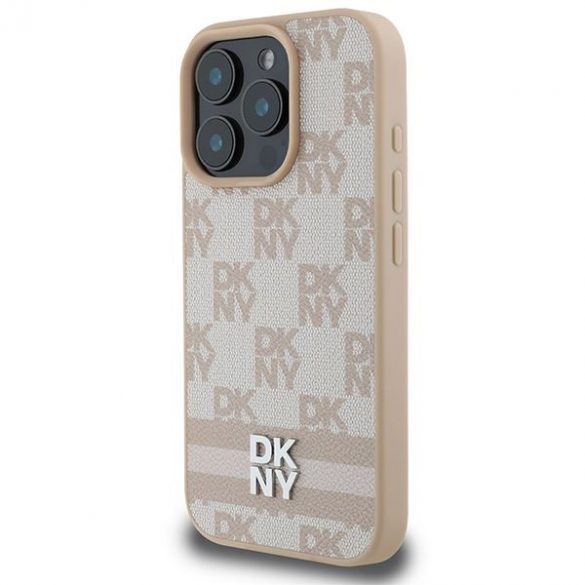 DKNY DKHCP16XPCPTSSP Model în carouri și dungi imprimate husă pentru iPhone 16 Pro Max - roz