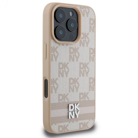 DKNY DKHCP16XPCPTSSP Model în carouri și dungi imprimate husă pentru iPhone 16 Pro Max - roz