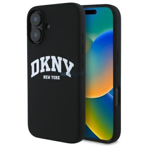 DKNY DKHMP16SSNYACH Silicon alb imprimat Logo MagSafe compatibil caz greu pentru iPhone 16 - negru