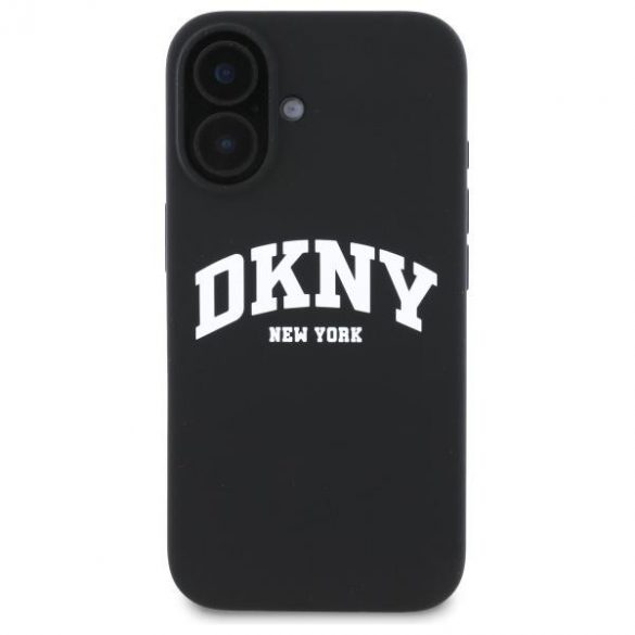 DKNY DKHMP16SSNYACH Silicon alb imprimat Logo MagSafe compatibil caz greu pentru iPhone 16 - negru