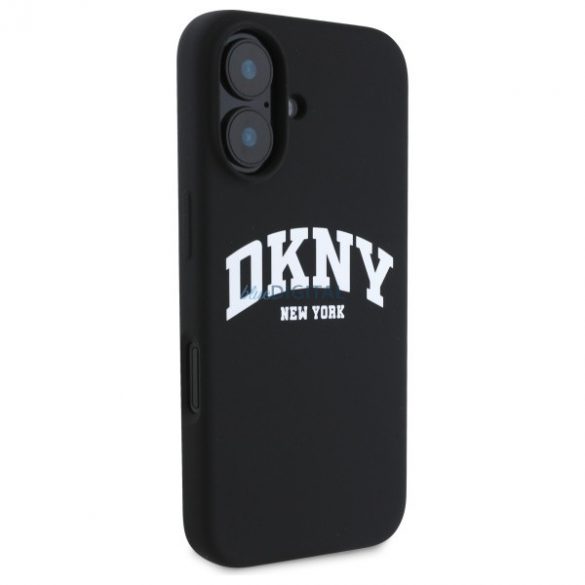 DKNY DKHMP16SSNYACH Silicon alb imprimat Logo MagSafe compatibil caz greu pentru iPhone 16 - negru