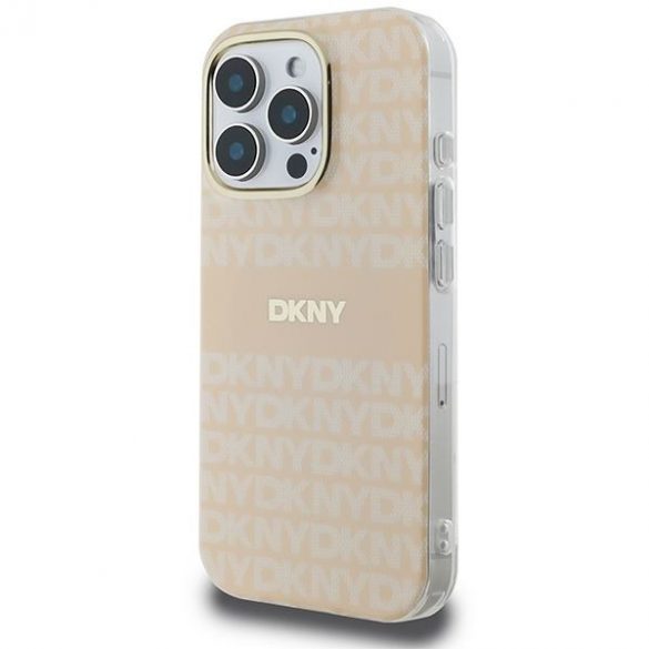 DKNY DKHMP16LHRHSEP Repeat textura patern & Stripe MagSafe cazuri greu pentru iPhone 16 Pro - roz