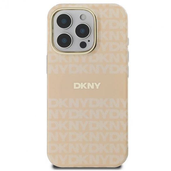 DKNY DKHMP16LHRHSEP Repeat textura patern & Stripe MagSafe cazuri greu pentru iPhone 16 Pro - roz