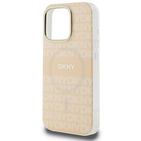 DKNY DKHMP16LHRHSEP Repeat textura patern & Stripe MagSafe cazuri greu pentru iPhone 16 Pro - roz