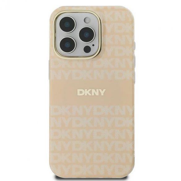 DKNY DKHMP16XHRHSEP Repeat Texture Pattern With Stripe husă tare pentru iPhone 16 Pro Max - roz