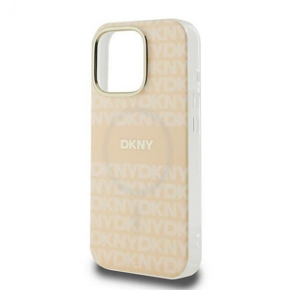 DKNY DKHMP16XHRHSEP Repeat Texture Pattern With Stripe husă tare pentru iPhone 16 Pro Max - roz