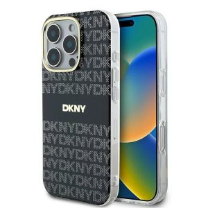 DKNY DKHMP16XHRHSEK Repeat Texture Pattern With Stripe hard case pentru iPhone 16 Pro Max - negru