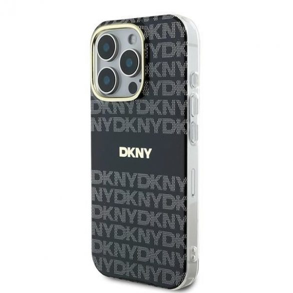 DKNY DKHMP16XHRHSEK Repeat Texture Pattern With Stripe hard case pentru iPhone 16 Pro Max - negru