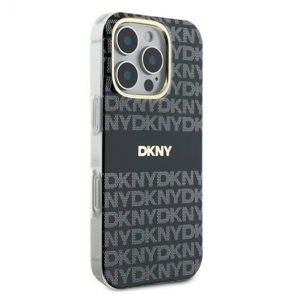 DKNY DKHMP16XHRHSEK Repeat Texture Pattern With Stripe hard case pentru iPhone 16 Pro Max - negru