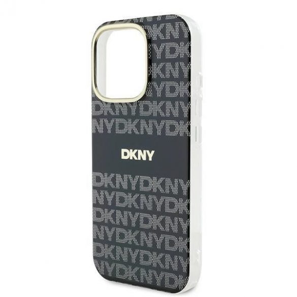 DKNY DKHMP16XHRHSEK Repeat Texture Pattern With Stripe hard case pentru iPhone 16 Pro Max - negru