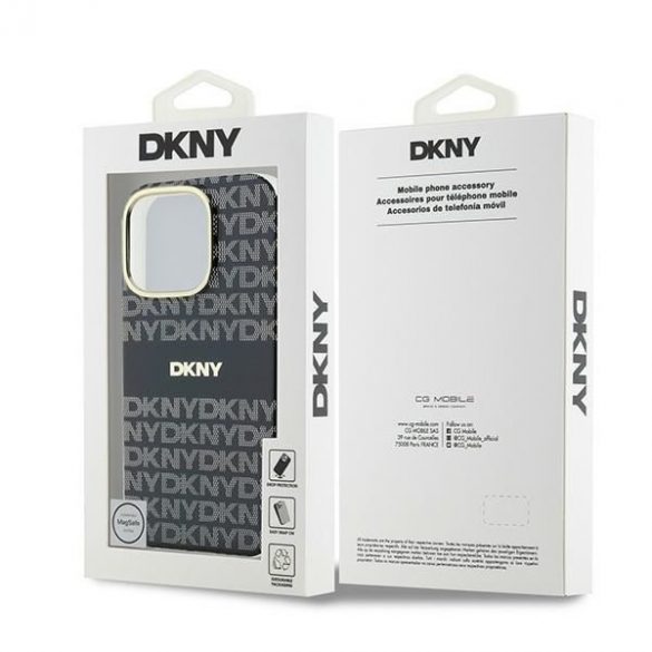 DKNY DKHMP16XHRHSEK Repeat Texture Pattern With Stripe hard case pentru iPhone 16 Pro Max - negru