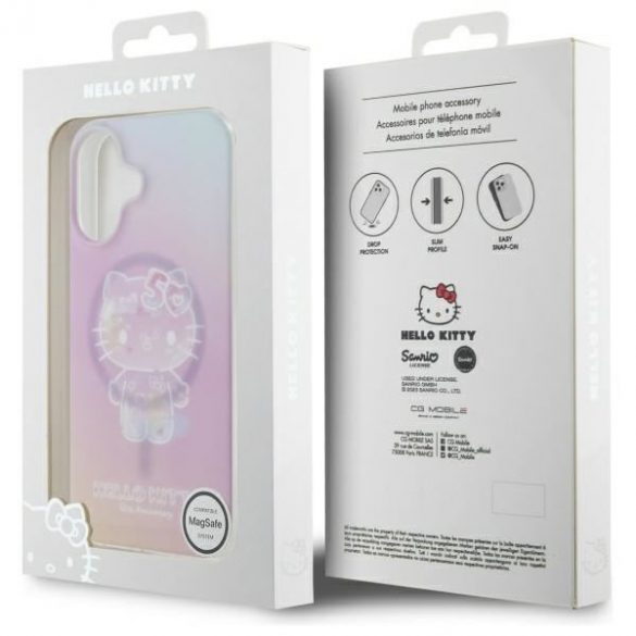 Hello Kitty HKHMP16SH50AP IML 50th Anniversary Magsafe husă tare pentru iPhone 16 - roz