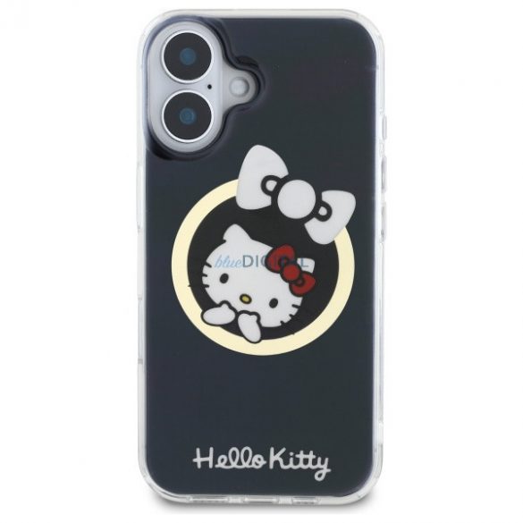 Hello Kitty HKHMP16SHFLBK IML Fun Bow Carcasă tare compatibilă cu MagSafe pentru iPhone 16 - negru