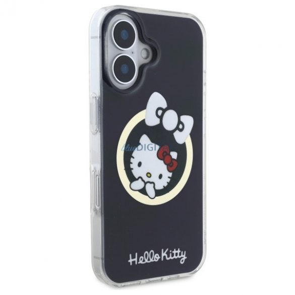 Hello Kitty HKHMP16SHFLBK IML Fun Bow Carcasă tare compatibilă cu MagSafe pentru iPhone 16 - negru