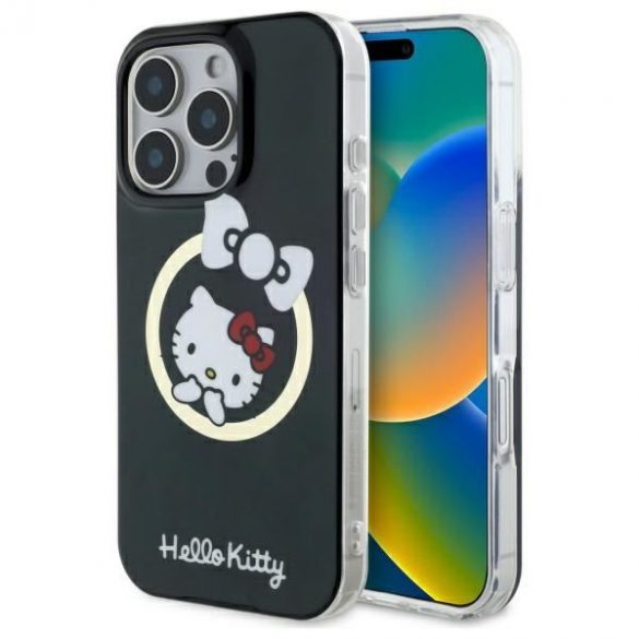 Hello Kitty HKHMP16XHFLBK IML Fun bow Magsafe husă tare pentru iPhone 16 Pro Max - negru