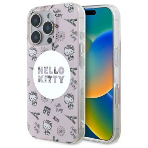 Hello Kitty HKHMP16LHAOPP IML All Over Paris Husă tare Magsafe iPhone 16 Pro - roz