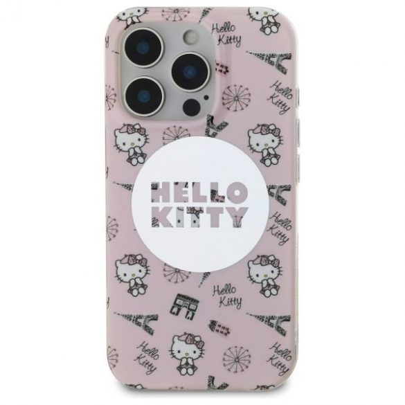 Hello Kitty HKHMP16LHAOPP IML All Over Paris Husă tare Magsafe iPhone 16 Pro - roz