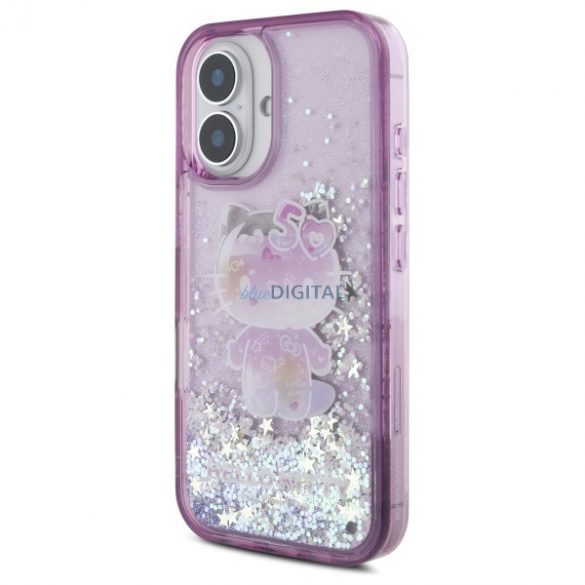 Hello Kitty HKHCP16SL50PPU Liquid Glitter 50TH Anniversary Party carcase rigide pentru iPhone 16 - violet