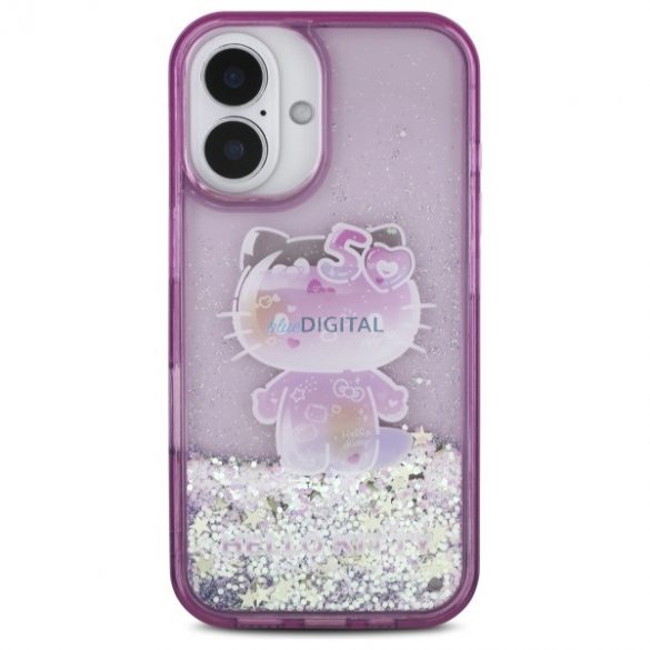 Hello Kitty HKHCP16SL50PPU Liquid Glitter 50TH Anniversary Party carcase rigide pentru iPhone 16 - violet