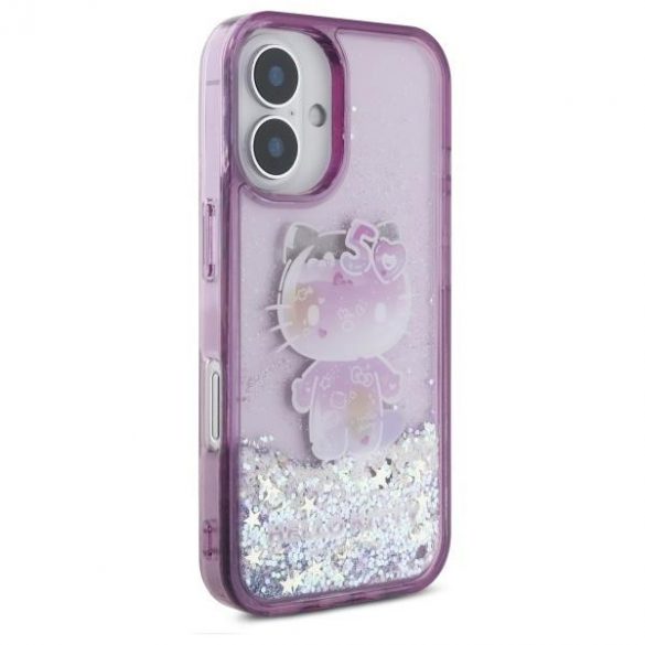 Hello Kitty HKHCP16SL50PPU Liquid Glitter 50TH Anniversary Party carcase rigide pentru iPhone 16 - violet