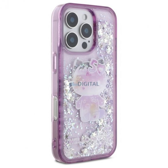 Hello Kitty HKHCP16LL50PPU Liquid Glitter 50TH Anniversary Party huse rigide iPhone 16 Pro - violet