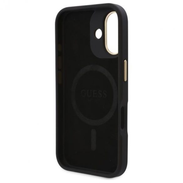 Guess GUHMP16SU4GPRK 4G Logo Plate MagSafe hard case pentru iPhone 16 - negru