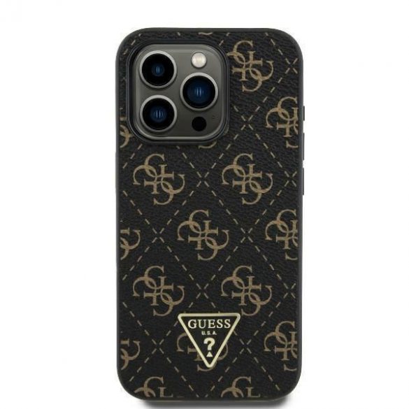 Guess GUHCP16SPG4GPK New 4G Triangle hard case pentru iPhone 16 - negru