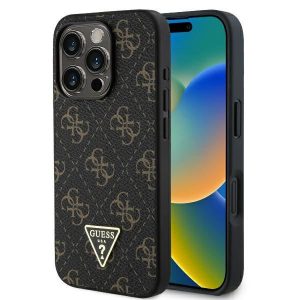 Guess GUHCP16LPG4GPK New 4G Triangle hard case pentru iPhone 16 Pro - negru