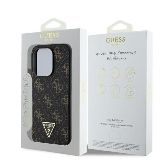 Guess GUHCP16LPG4GPK New 4G Triangle hard case pentru iPhone 16 Pro - negru