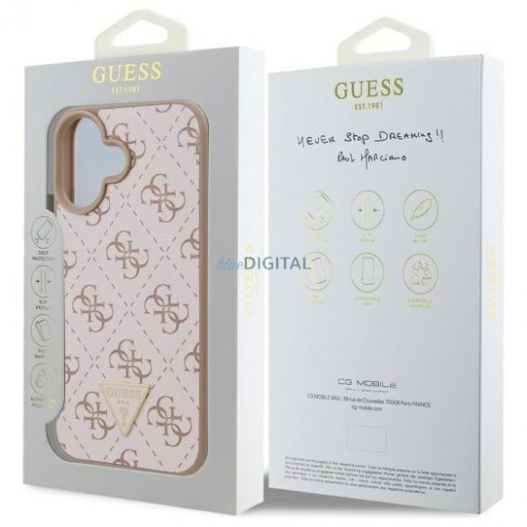 Guess GUHCP16MPG4GPH New 4G Triangle hard case pentru iPhone 16 Plus - alb