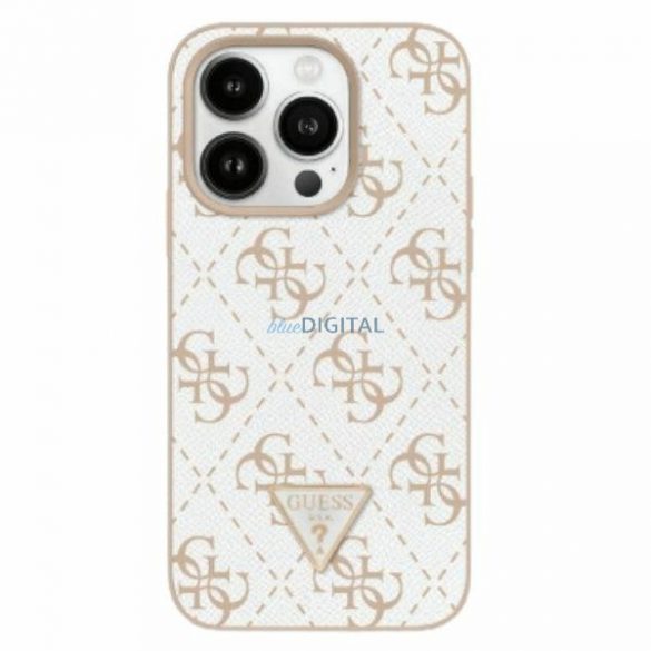 Guess GUHCP16LPG4GPH New 4G Triangle hard case pentru iPhone 16 Pro - alb