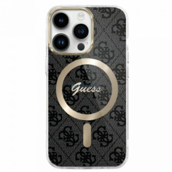 Guess GUHMP16LH4STK Carcasă rigidă compatibilă cu IML 4G MagSafe pentru iPhone 16 Pro - negru