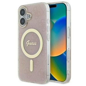 Guess GUHMP16SH4STP IML 4G MagSafe carcasă rigidă pentru iPhone 16 - roz