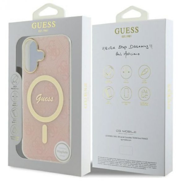 Guess GUHMP16SH4STP IML 4G MagSafe carcasă rigidă pentru iPhone 16 - roz