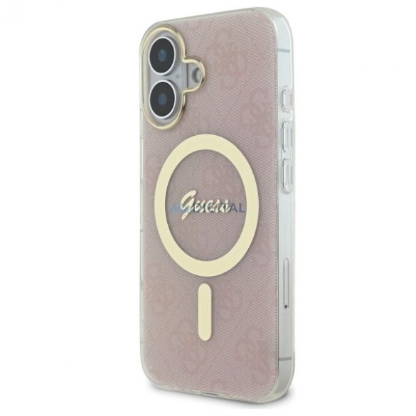 Guess GUHMP16MH4STP Carcasă rigidă compatibilă cu IML 4G MagSafe pentru iPhone 16 Plus - roz