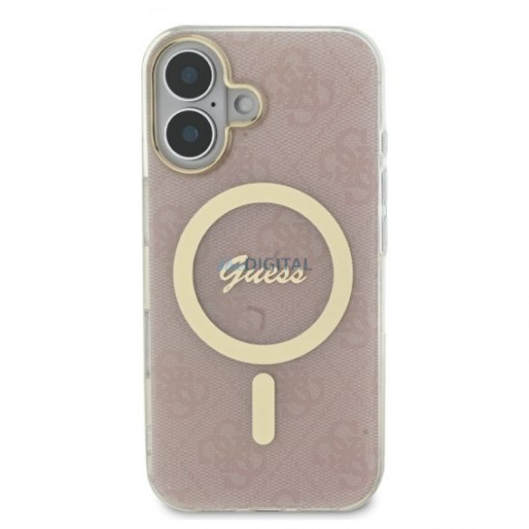 Guess GUHMP16MH4STP Carcasă rigidă compatibilă cu IML 4G MagSafe pentru iPhone 16 Plus - roz