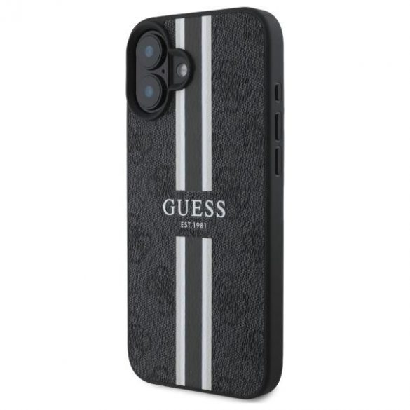 Guess GUHMP16SP4RPSK 4G cu dungi imprimate Carcasă tare compatibilă cu MagSafe pentru iPhone 16 - negru