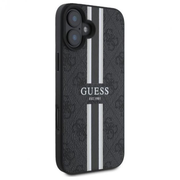 Guess GUHMP16SP4RPSK 4G cu dungi imprimate Carcasă tare compatibilă cu MagSafe pentru iPhone 16 - negru