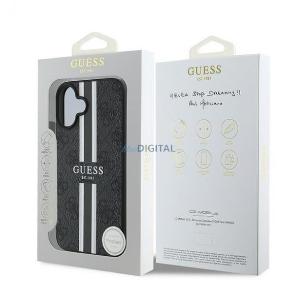 Guess GUHMP16MP4RPSK 4G imprimate dungi MagSafe caz greu pentru iPhone 16 Plus - negru