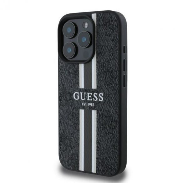 Guess GUHMP16LP4RPSK iPhone 16 Pro cu dungi imprimate MagSafe 4G czarny/negru