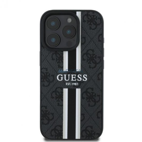 Guess GUHMP16LP4RPSK iPhone 16 Pro cu dungi imprimate MagSafe 4G czarny/negru