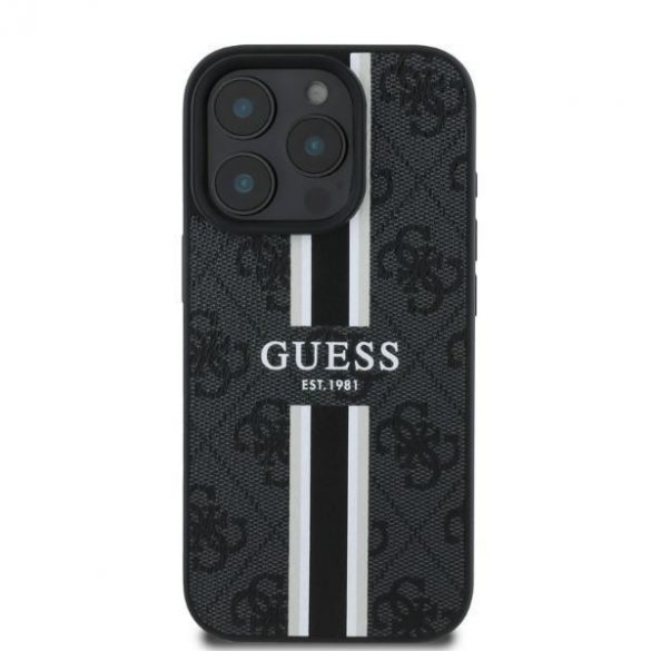 Guess GUHMP16LP4RPSK iPhone 16 Pro cu dungi imprimate MagSafe 4G czarny/negru