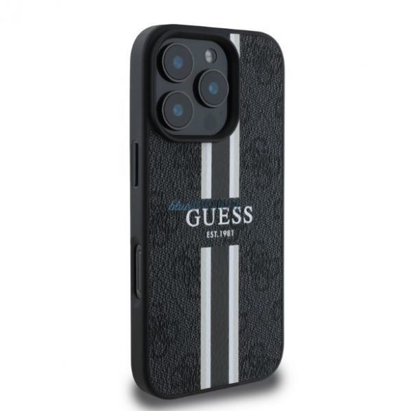 Guess GUHMP16LP4RPSK iPhone 16 Pro cu dungi imprimate MagSafe 4G czarny/negru