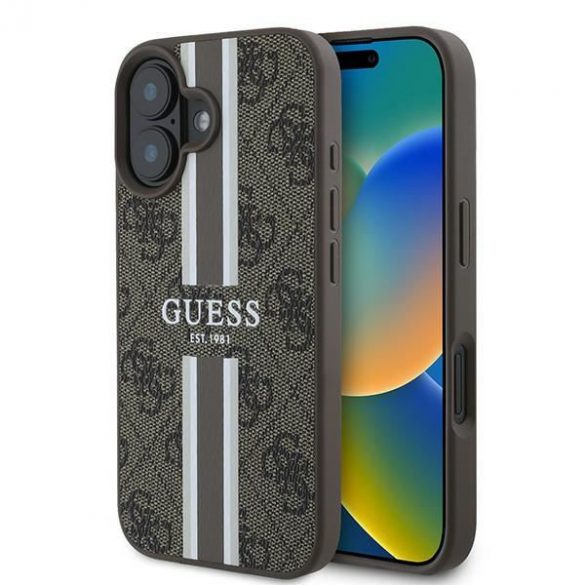 Guess GUHMP16MP4RPSW 4G imprimate dungi MagSafe cazuri greu pentru iPhone 16 Plus - maro