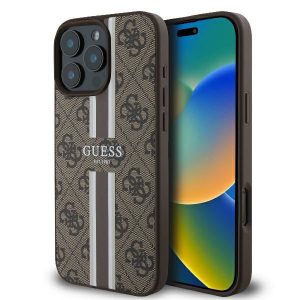 Guess GUHMP16LP4RPSW 4G imprimate dungi MagSafe cazuri greu pentru iPhone 16 Pro - maro